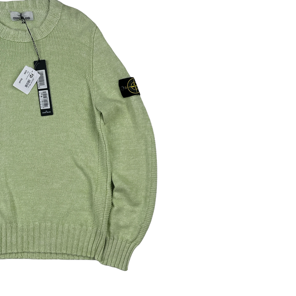 Stone Island 2014 Green Silk Blend Fine Knitted Crewneck - Small