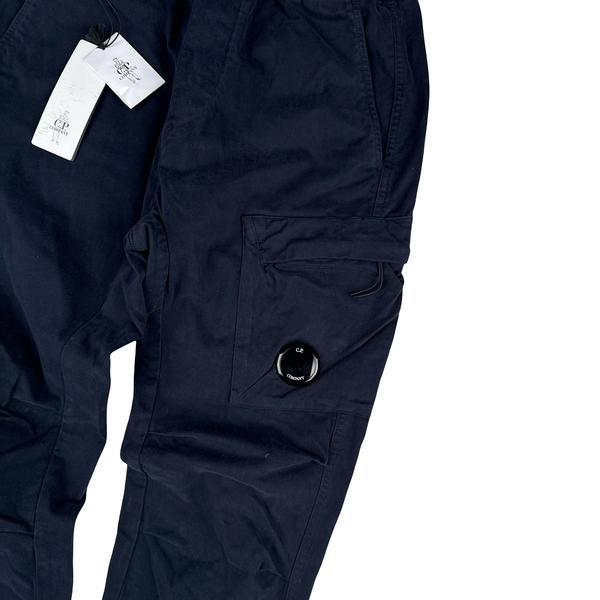 CP Company Navy Stretch Satin Cargo Trousers - 30"