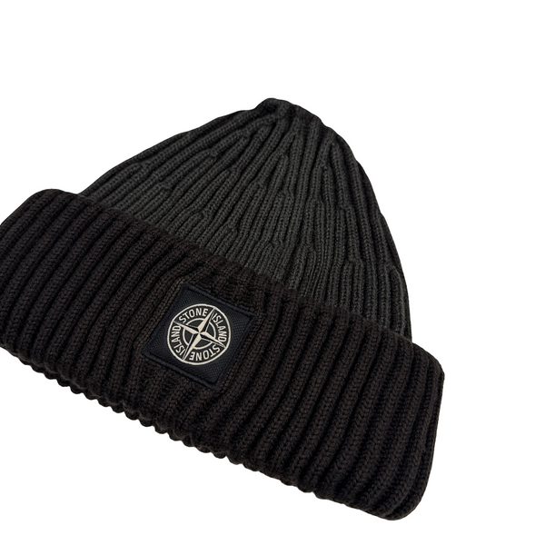 Stone Island Khaki Ribbed Logo Patch Beanie