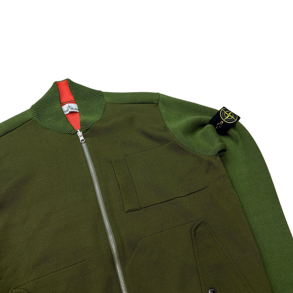 Stone Island 2022 Green/Coral Knit Reversible Cardigan - Medium