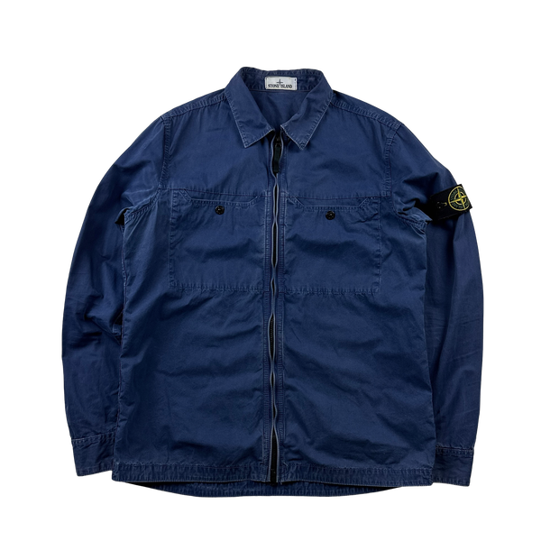 Stone Island 2016 Blue Garment Dyed Overshirt - Large