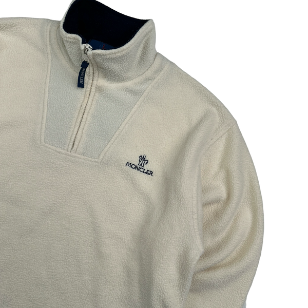 Moncler Grenoble Vintage Cream Soft Quarter Zip Jumper - XL