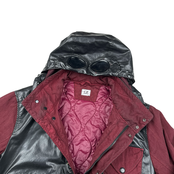 CP Company Red Quartz Quilted Paneled Goggle Jacket - Medium