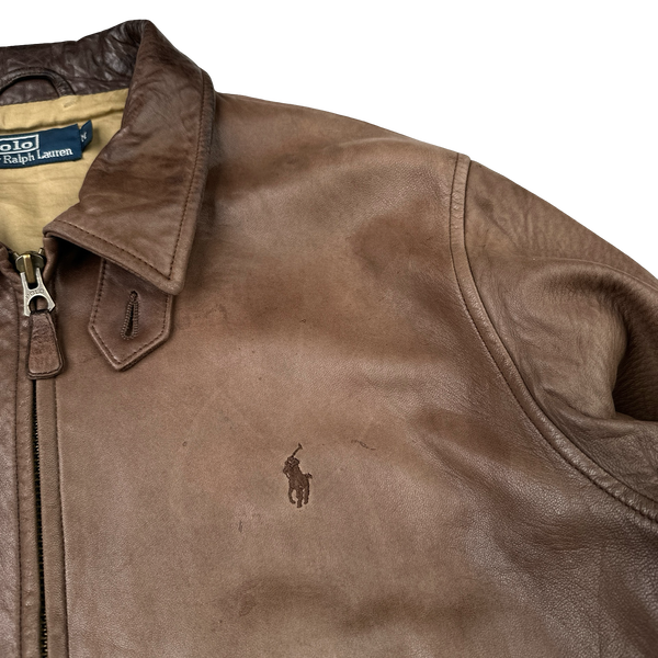 Ralph Lauren Brown Heavyweight Leather Jacket - Medium