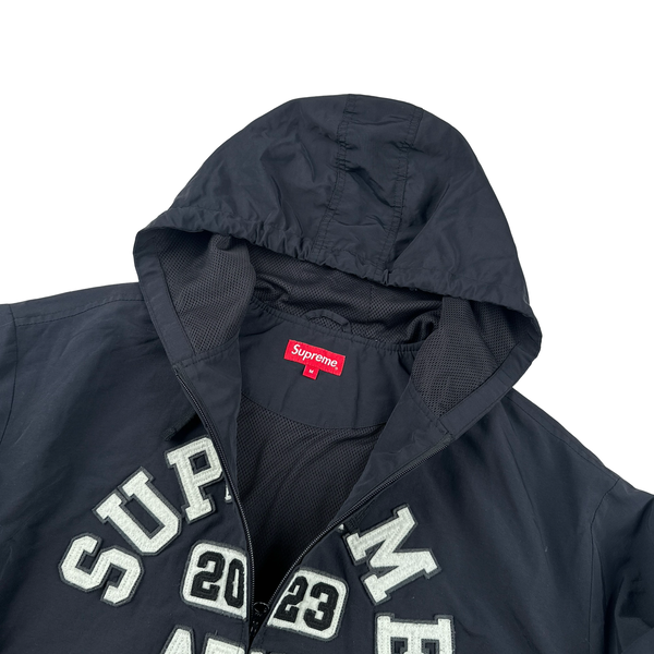 Supreme Navy Cotton Lined Nylon Athlete Hoodie - Medium