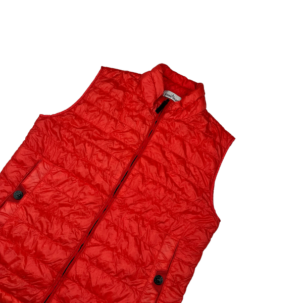 Stone Island 2016 Red Garment Dyed Down Filled Gilet - Medium
