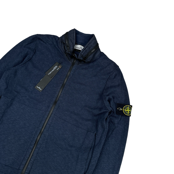 Stone Island 2017 Navy Marl Knit Zipped Jumper - Small