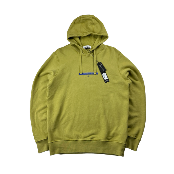 Stone Island 2021 Green Spellout Pullover Hoodie - Large