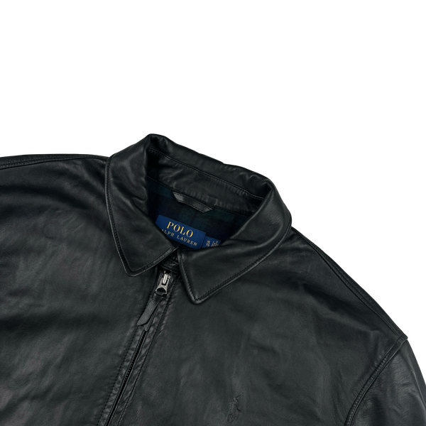 Ralph Lauren Black Heavyweight Leather Jacket - XL