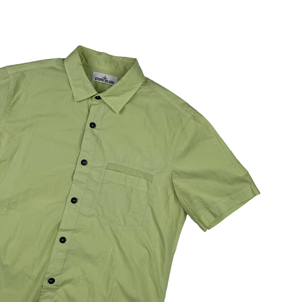 Stone Island Lime Green Slim Fit Buttoned Shirt - Large