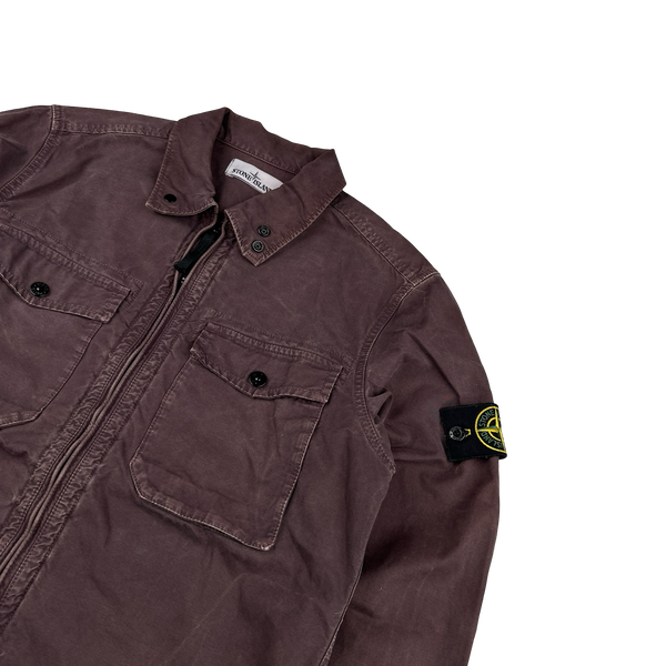 Stone Island 2015 Burgundy Thick Cotton Overshirt - Small