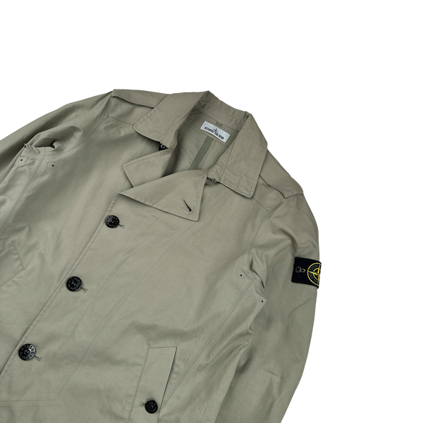 Stone Island 2015 Tan 3L Performance Cotton Trench Coat - Large