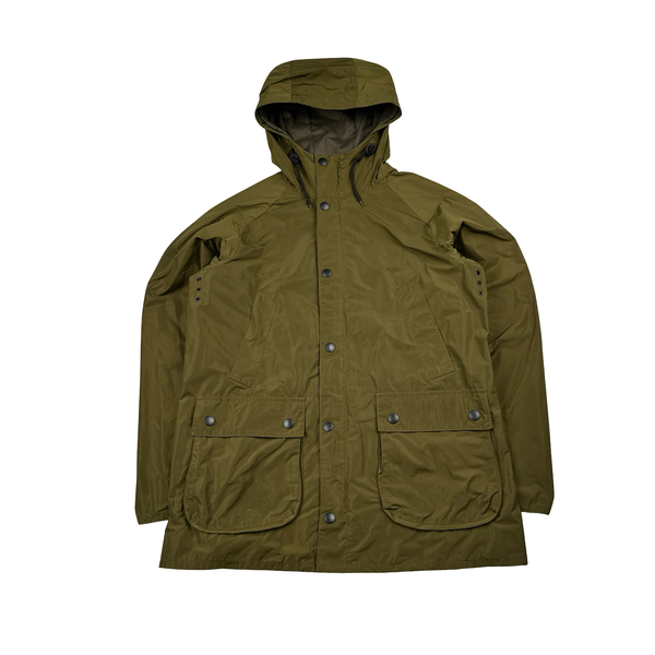Barbour Khaki Nylon Multi Pocket Long Jacket - XL