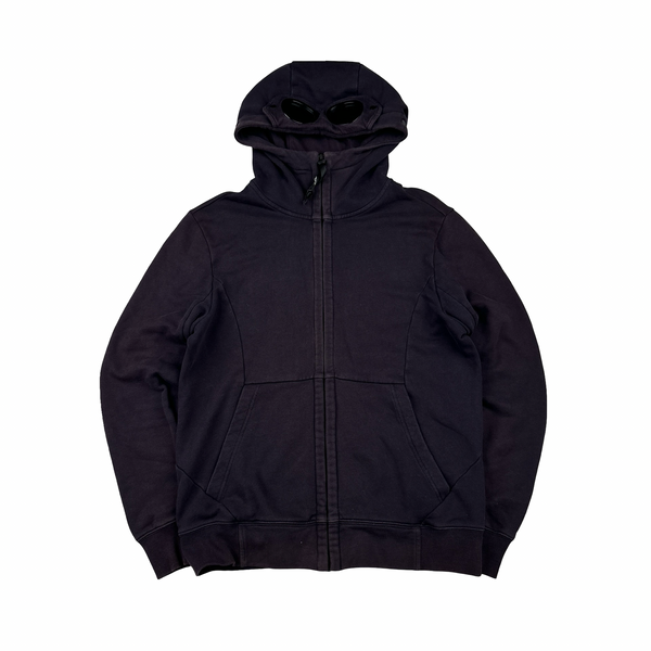 CP Company Navy Goggle Cotton Zip Up Hoodie - Large