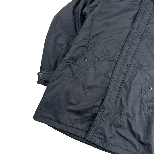 Stone Island 2010 Black Heavyweight Wool Lined Trench Coat - XL