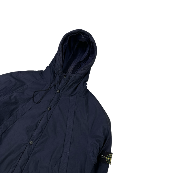 Stone Island Vintage 2003 Navy Quilted Nylon Hooded Jacket - Medium