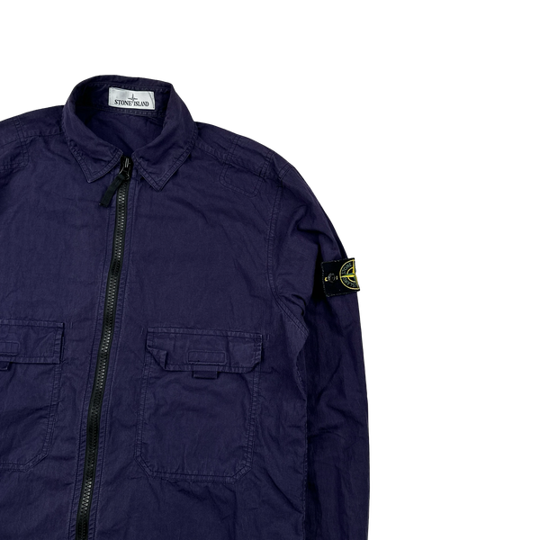 Stone Island 2018 Purple Cotton Zipped Overshirt - Medium