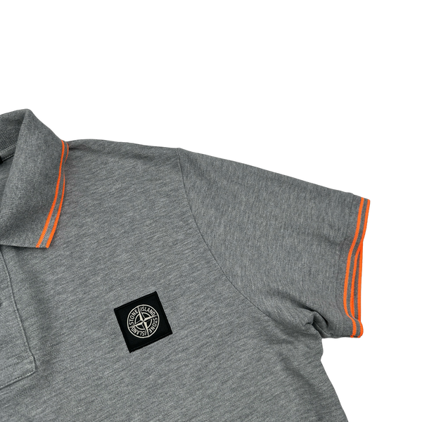 Stone Island 2018 Grey Orange Piped Polo Shirt - Medium