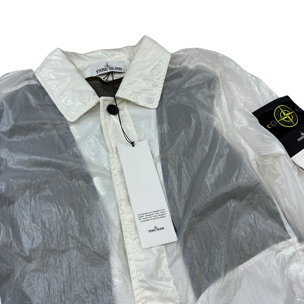 Stone Island 2021 White Lucido-TC Collared Jacket - Small