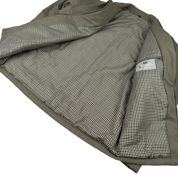 Aquascutum Checked Collar/Lining Cotton Beige Jacket - XL