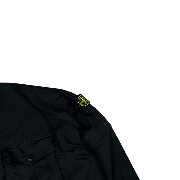 Stone Island 2019 Black Cotton High Neck Overshirt - 3XL