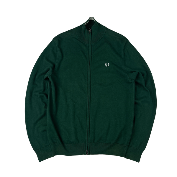 Fred Perry Green Zipped High Neck Knit - Large