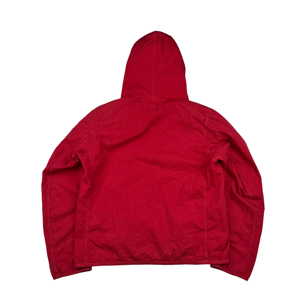 CP Company Red Cotton Lightweight Lens View Hooded Jacket - XXL