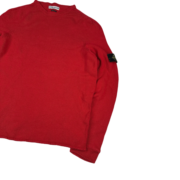 Stone Island 2004 Red Cotton Knit Jumper - XXL