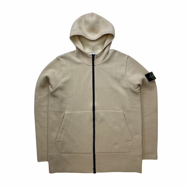 Stone Island Cream 2021 Ribbed Knitted Zipped Hoodie - XL