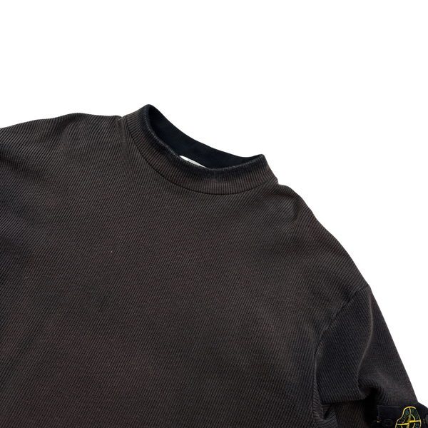 Stone Island 2002 Brown Ribbed Cotton Blend Crewneck Jumper - XL