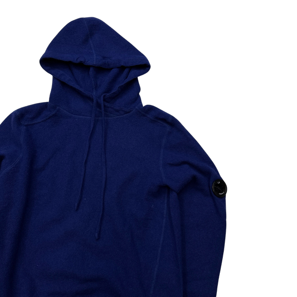 CP Company Blue Wool Hooded Lens Viewer Jumper - Small
