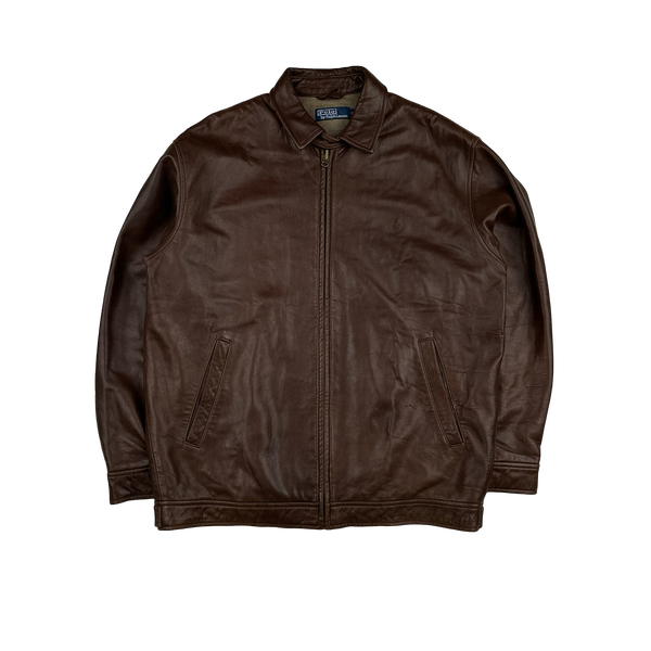 Ralph Lauren Brown Heavyweight Leather Jacket - Medium