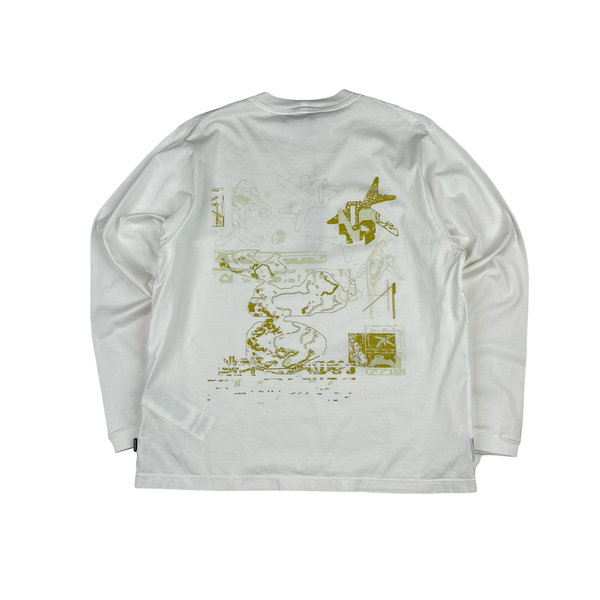 Stone Island 2022 Shadow Project Graphic Print White Long Sleeve T Shirt - Large