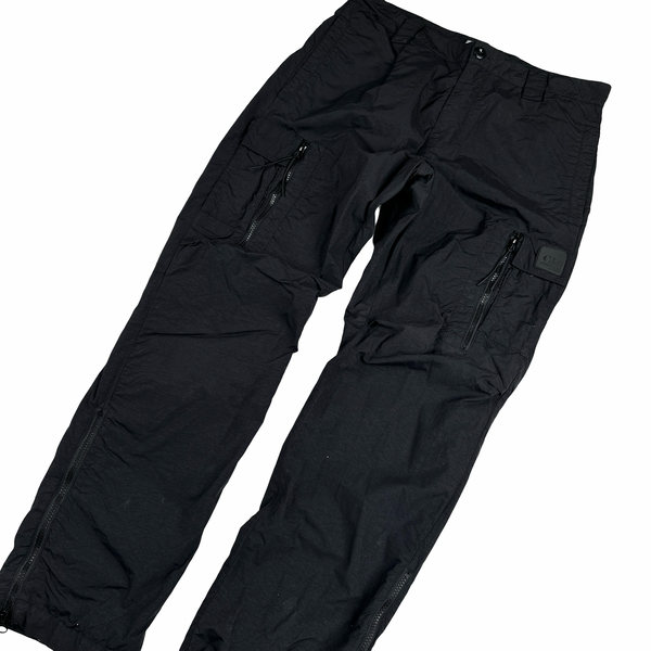 CP Company Metropolis Black Nylon Spellout Cargo Trousers - Medium