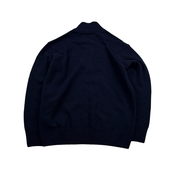 CP Company Navy Quarter Zip Knit Jumper - Small