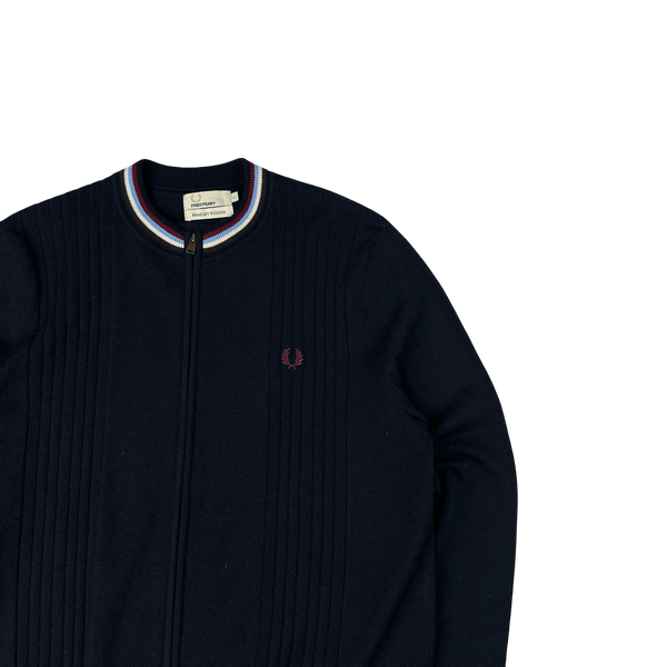 Fred Perry Bradley Wiggins Navy Zipped Knit Bomber - Large