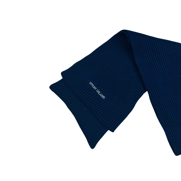 Stone Island Blue Ribbed Spellout Scarf