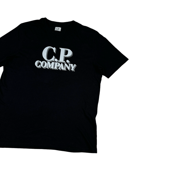 CP Company Cotton Black Spellout T Shirt - Large