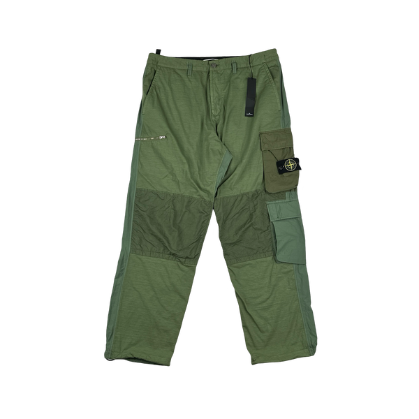 Stone Island 2023 Loose Fit Cargos Green Twill TC Trousers - 38"