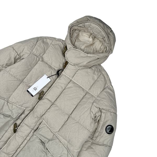CP Company Sandstone Flatt Nylon Down Filled Lens Viewer Puffer Jacket - Medium, Large
