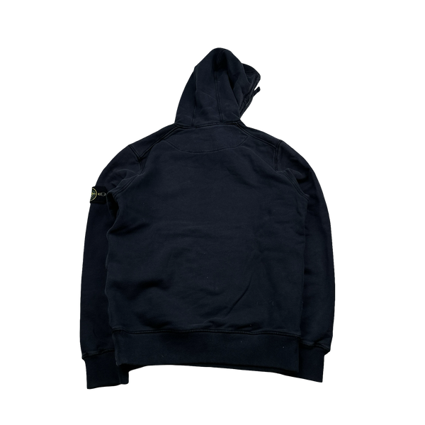 Stone Island 2021 Navy Pullover Cotton Hoodie - Small