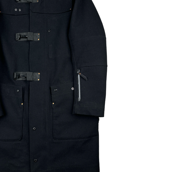 Ma Strum Navy Clasp Multi Pocket Long Wool Jacket- Small