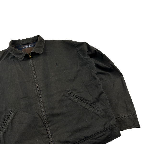 Ralph Lauren Brown Checked Lined Harrington Jacket - Large