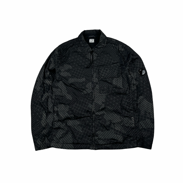 CP Company Black Grey Camo Net Overshirt Jacket - Large