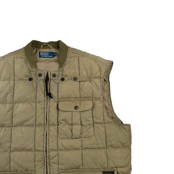 Ralph Lauren Vintage Tan Quilted Cargo Gilet - XXL