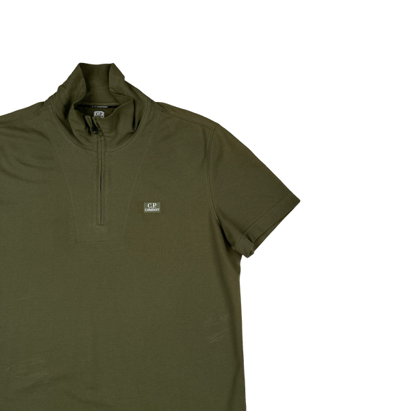 CP Company Khaki Cotton Short Sleeve Polo - Large
