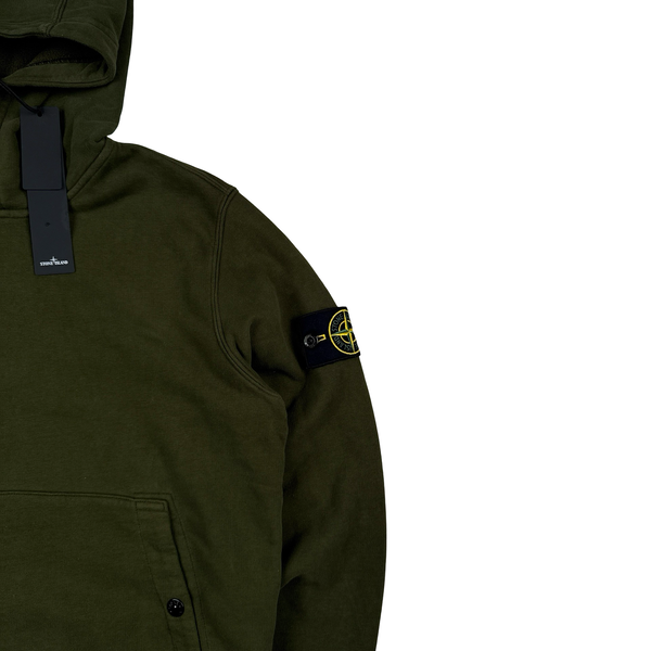 Stone Island 2023 Green Cotton Fleece Hoodie Jumper - Small
