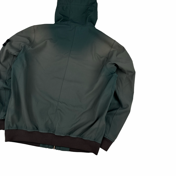Stone Island 2019 Washed Green Fleece Lined Soft Shell - Large