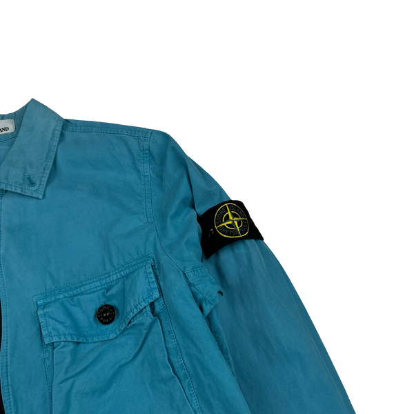 Stone Island 2020 Blue Zipped Cotton Overshirt - Small
