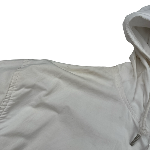 Fred Perry White Lightweight Long Fishtail Jacket - Large